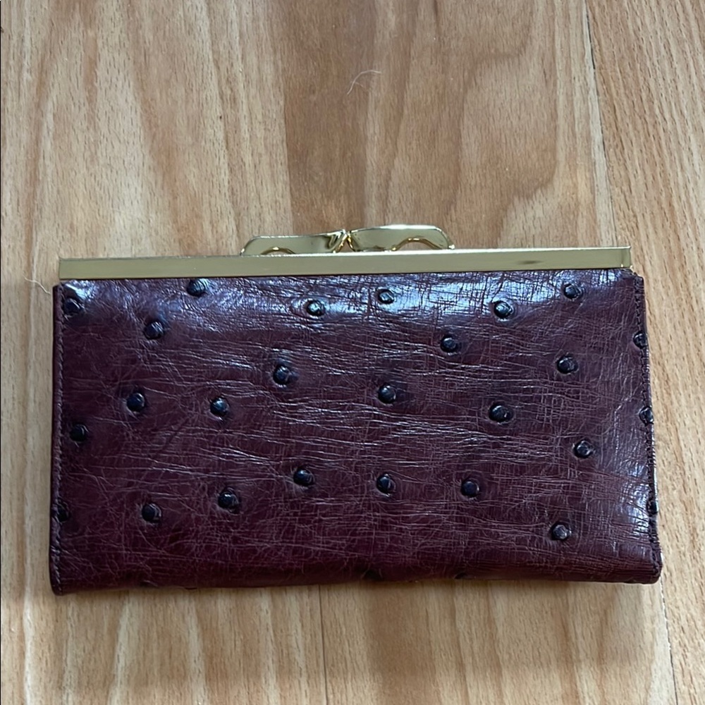 Elegant Brown Clutch with Gold Accents
